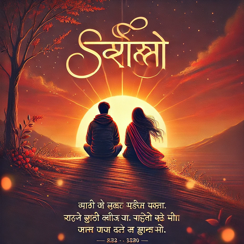 friend shayri- two lover sitting on grass seeing the sunrises 