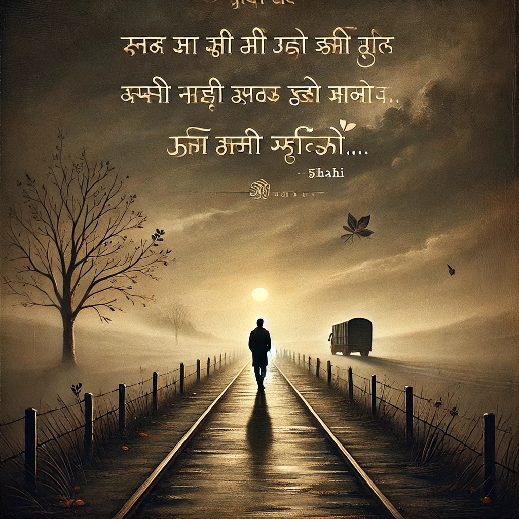Shayri In Hindi- man on his sadness walking on moon down 