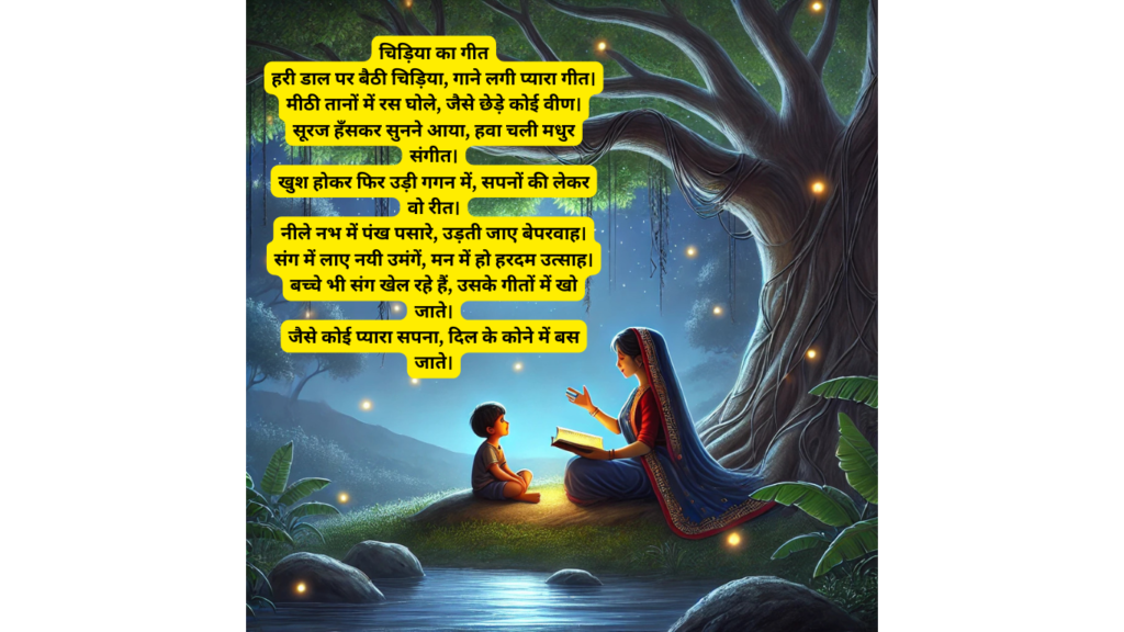 छोटी सी कविता हिंदी में चिड़िया का गीत